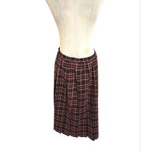 Appleseed's Black and Red Plaid Pleated Midi Skirt
